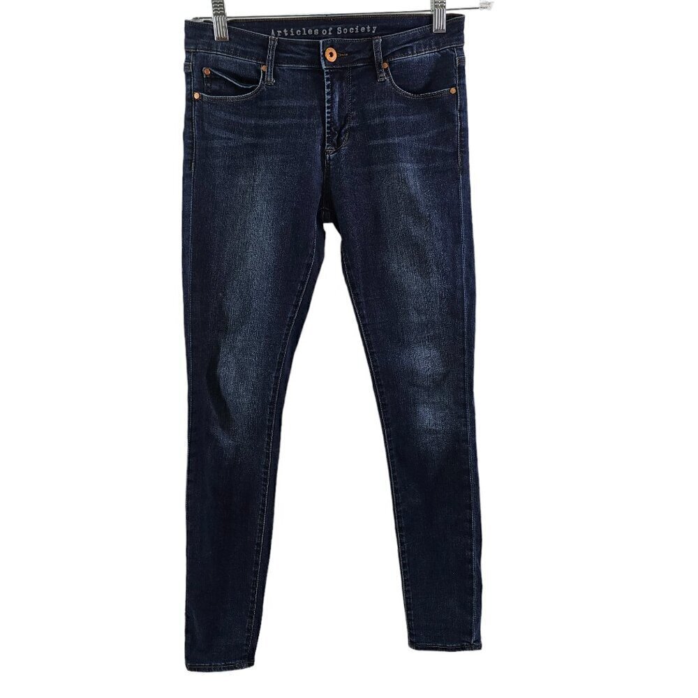 Articles of Society Women’s Skinny Leg Blue Dark Wash Mid Rise Jeans - Size 27